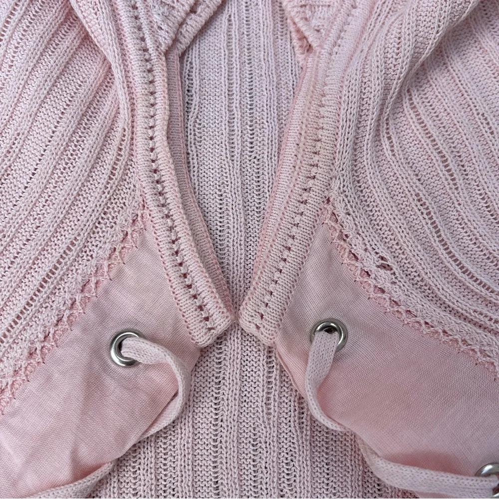 CHANEL Pink Flutter Sleeve Lightweight Knit Top